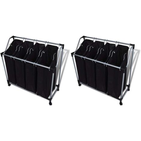 vidaXL Laundry Sorters with Bags 2 pcs Black and Grey (2x240367)