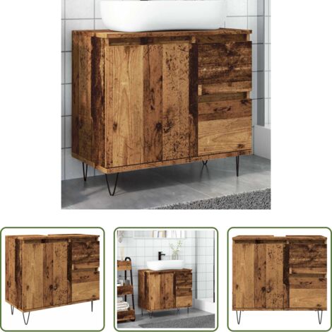 vidaXL Lavabo -  Armadietto da Bagno Legno Antico 65x33x60 cm in Truciolato