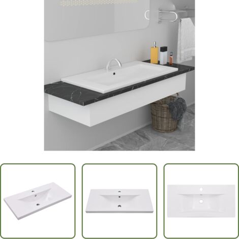 vidaXL Lavabo bianco -  Lavabo da Incasso 81x39,5x18,5 cm in Ceramica Bianco