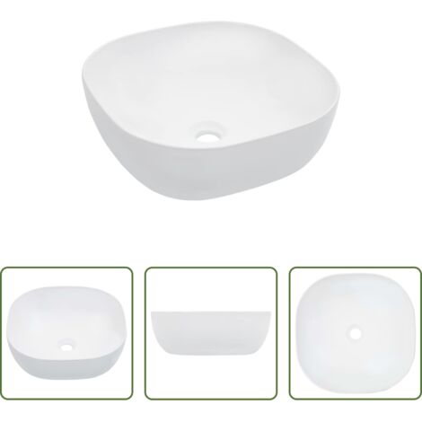 vidaXL Lavabo bianco -  Lavandino 42,5x42,5x14,5 cm in Ceramica Bianco