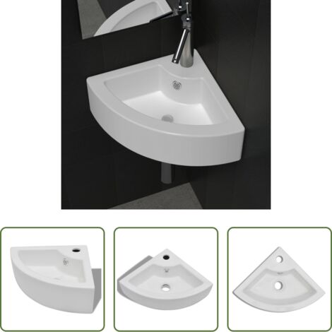 vidaXL Lavabo bianco -  Lavandino con Troppopieno 45x32x12,5 cm Bianco