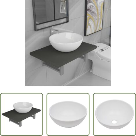 vidaXL Lavabo cerámico -  Conjunto de muebles de baño 2 piezas cerámica gris