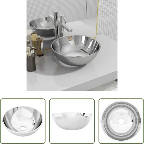 vidaXL Lavabo circolare -  Lavandino 28x10 cm in Ceramica Argento