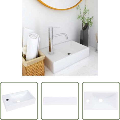 vidaXL Lavabo con foro per rubinetto -  Lavabo 400x220x90 mm in SMC Bianco