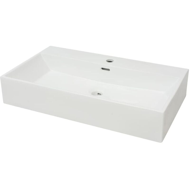 

Lavabo con orificio para grifo cerámica 76x42,5x14,5 cm blanco - Blanco - Vidaxl