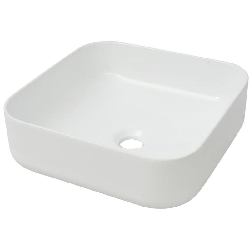 

vidaXL Lavabo cuadrado de cerámica blanco 38x38x13,5 cm - Blanco