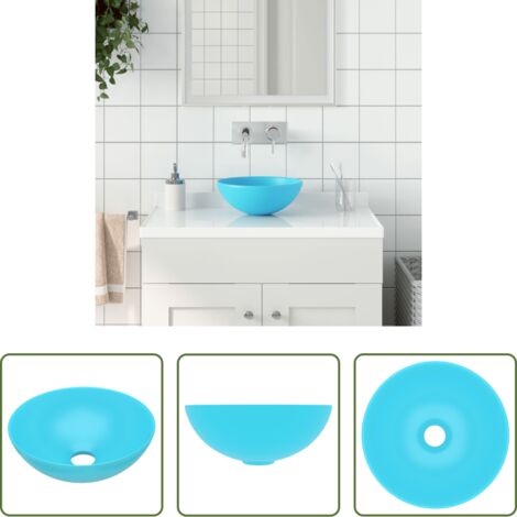 vidaXL Lavabo da bagno - Lavandino da Bagno in Ceramica Verde Chiaro Rotondo
