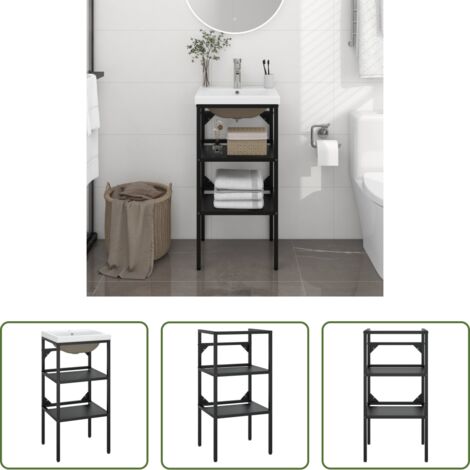 vidaXL Lavabo de baño -  Estructura de baño con lavabo incorporado hierro negro