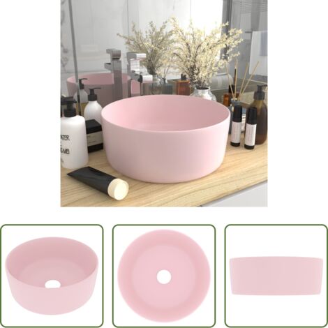 vidaXL Lavabo de lujo -  Lavabo de lujo redondo cerámica rosa mate 40x15 cm