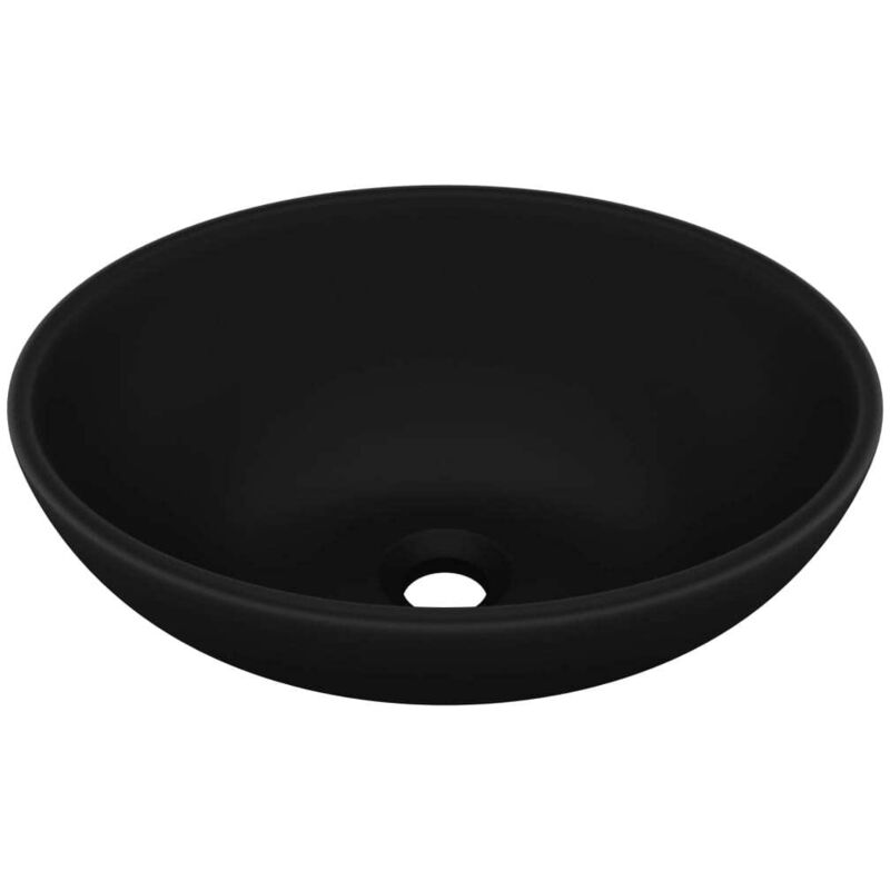 vidaXL Lavabo de lujo ovalado cerámica negro mate 40x33 cm - Negro