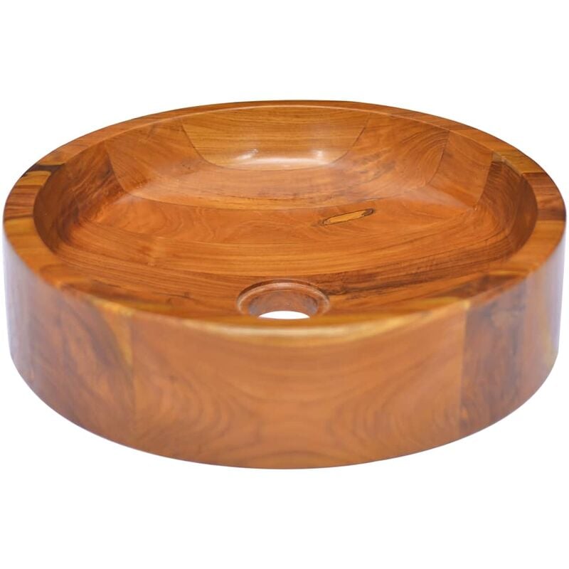 

vidaXL Lavabo de madera maciza de teca Φ40x10 cm - Marrón