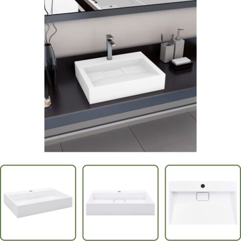 vidaXL Lavabo de mármol -  Lavabo 60x38x11 cm resina mineral/mármol blanco