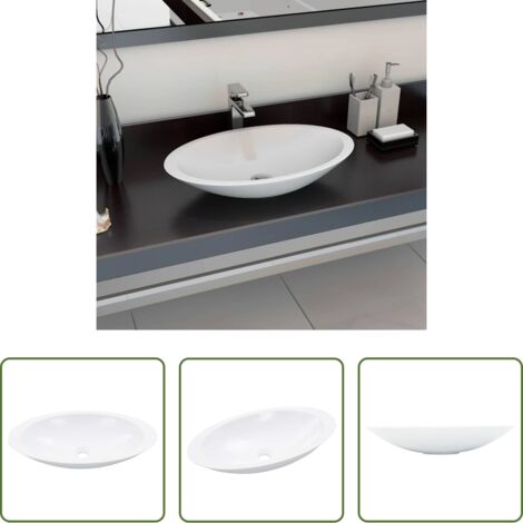 vidaXL Lavabo de resina mineral -  Lavabo 59,3x35,1x10,7 cm resina mineral/mármol blanco