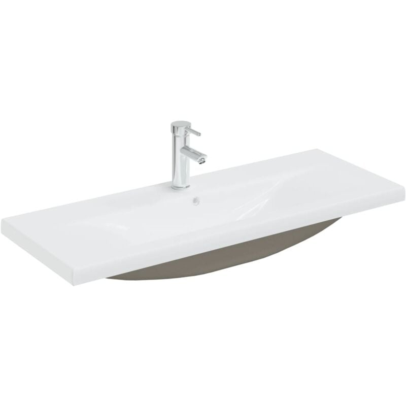

Vidaxl - Lavabo empotrado con grifo cerámica blanco 101x39x18 cm - Blanco