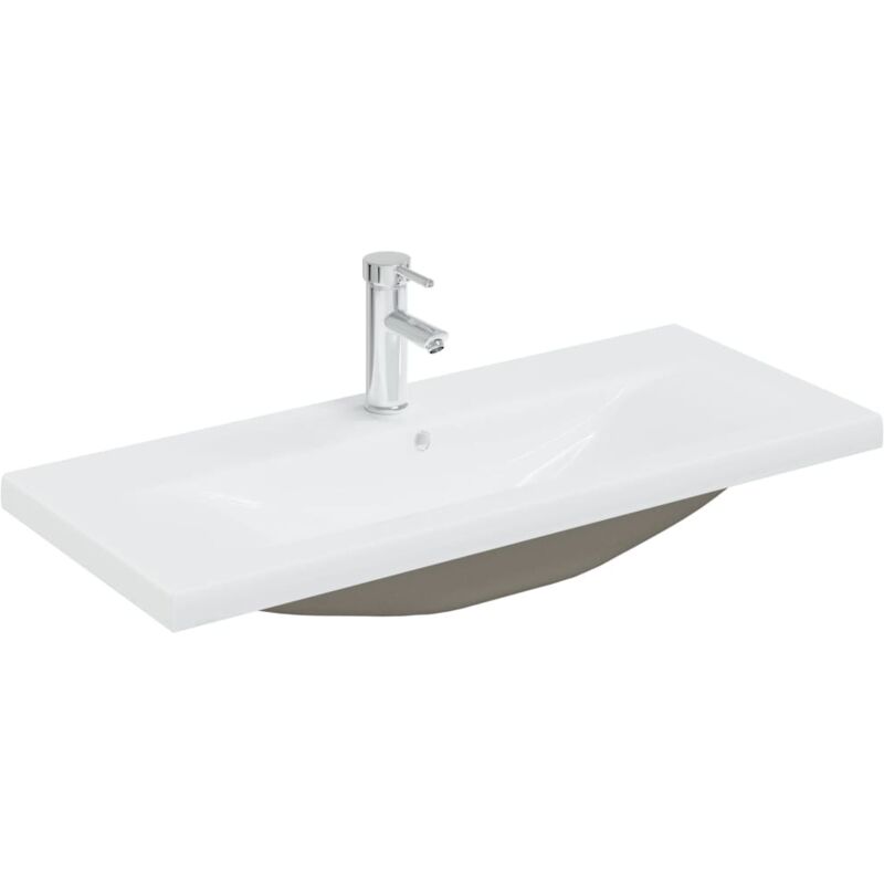 

vidaXL Lavabo empotrado con grifo cerámica blanco 91x39x18 cm - Blanco
