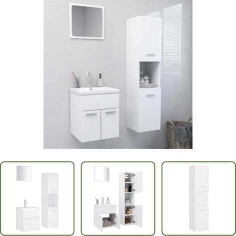 vidaXL Lavabo empotrado -  Juego de muebles de baño madera de ingeniería blanco