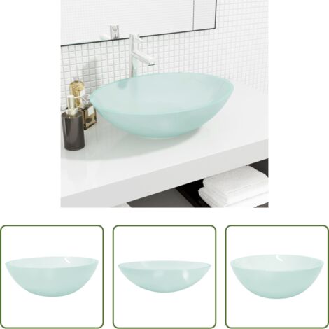 vidaXL Lavabo esmerilado -  Lavabo de vidrio esmerilado 50x37x14 cm