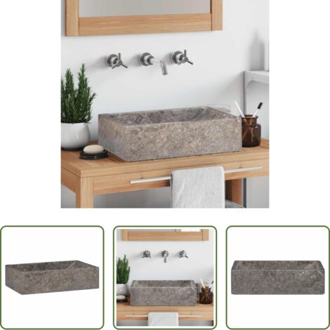 vidaXL Lavabo grigio lucido -  Lavello 45x30x12 cm Marmo Lucido Grigio