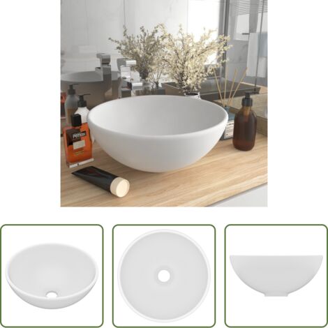 vidaXL Lavabo in ceramica -  Lavandino Lusso Rotondo Bianco Opaco 32,5x14 cm in Ceramica