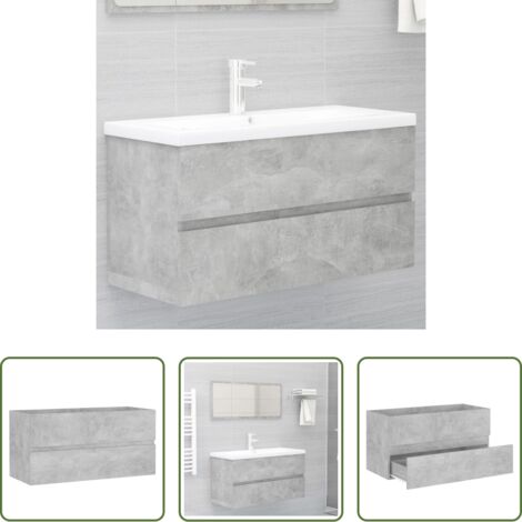 vidaXL Lavabo in legno -  Mobile Lavabo Grigio Cemento 90x38,5x45 cm in Legno Multistrato