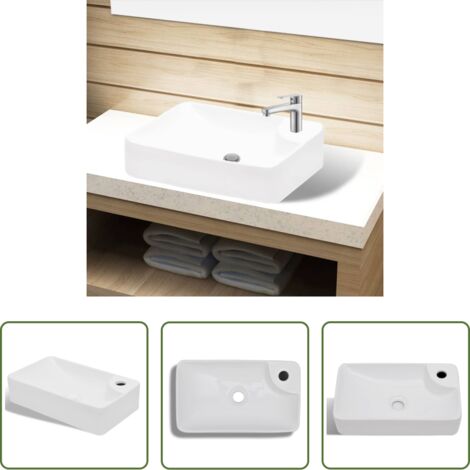 vidaXL Lavabo moderno -  Lavandino Bagno in Ceramica Bianca con Foro per Rubinetto
