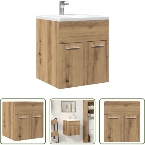 vidaXL Lavabo -  Mueble de lavabo de baño madera roble artisan 41x38,5x46 cm