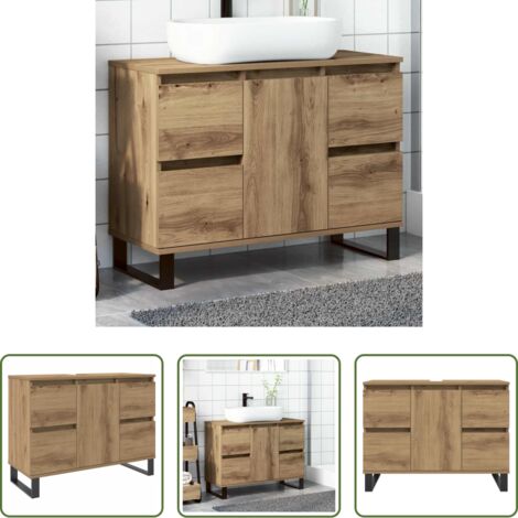 vidaXL Lavabo -  Mueble de lavabo madera de ingeniería roble artisan 80x33x60 cm