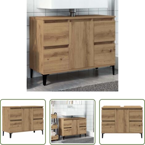 vidaXL Lavabo -  Mueble de lavabo madera ingeniería roble artisan 80x33x60 cm