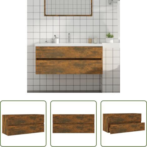 vidaXL Lavabo -  Mueble lavabo madera contrachapada roble ahumado 100x38,5x45 cm