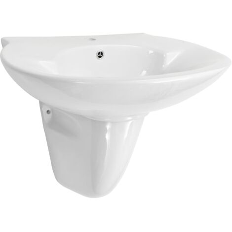 vidaXL Lavabo mural céramique blanc 690x520x210 mm