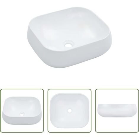 vidaXL Lavabo rectangular -  Lavabo 44,5x39,5x14,5 cm cerámica blanco