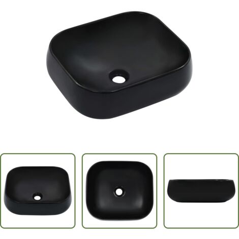 vidaXL Lavabo rectangular -  Lavabo 44,5x39,5x14,5 cm cerámica negro