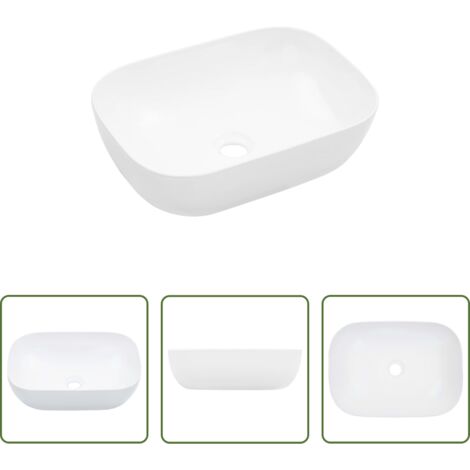 vidaXL Lavabo rectangular -  Lavabo 45,5x32x13 cm cerámica blanco