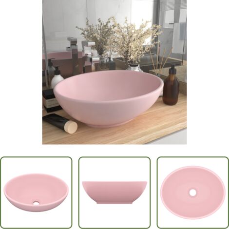 vidaXL Lavabo rosa opaco -  Lavandino Lusso Ovale Rosa Opaco 40x33 cm in Ceramica