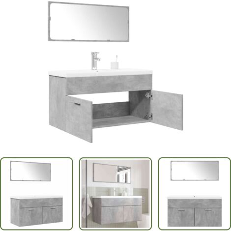 vidaXL Lavabo -  Set muebles de baño 2 piezas madera contrachapada gris hormigón