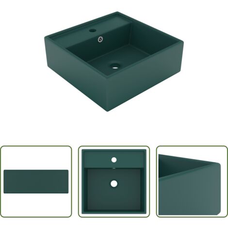 vidaXL Lavabo verde opaco -  Lavabo con Troppopieno Quadrato Verde Opaco 41x41 cm Ceramica
