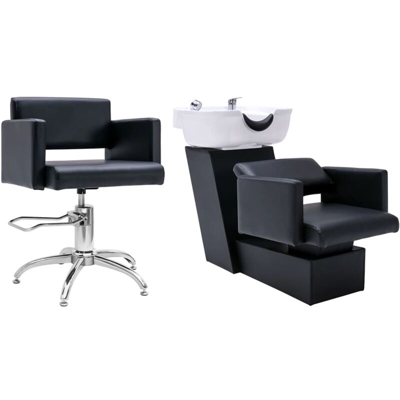 

Lavacabezas y sillón de peluquería de cuero sintético - Vidaxl
