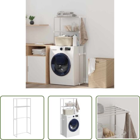 vidaXL Lavanderia -  Mensola per lavatrice Bianco 70 x 27 x 136 cm Alluminio