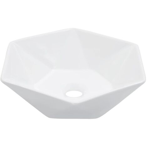 Lavandino Angolare In Ceramica Bianco/Nero - Lavabo Da Appoggio 645x455x115 Mm Per Bagno - Foto 5
