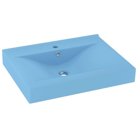 vidaXL Lavandino con Foro Rubinetto Azzurro Opaco 60x46 cm in Ceramica