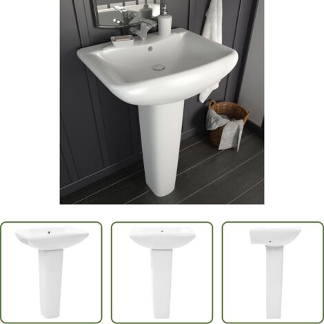 vidaXL Lavandino in ceramica -  Lavandino a Colonna in Ceramica Bianca 580x470x200 mm