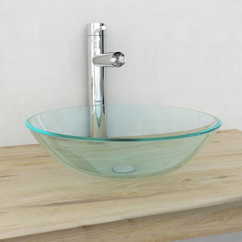 Lavabo, Lavandino in Vetro Temprato 42 cm Trasparente Vidaxl 2817