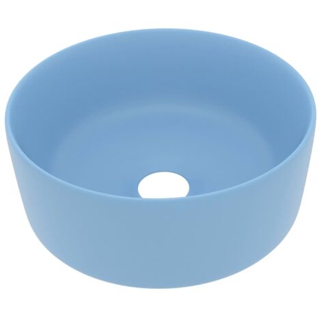 vidaXL Lavandino Lusso Rotondo Azzurro Opaco 40x15 cm in Ceramica