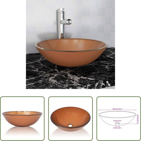 vidaXL Lavandino per bagno -  Lavandino in Vetro Temperato 42 cm Marrone