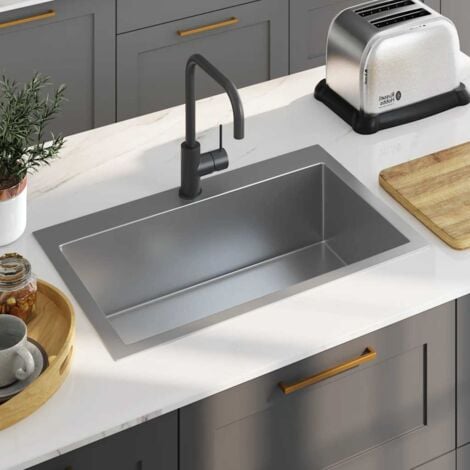 vidaXL Lavello da Cucina Lavorato a Mano in Acciaio Inox