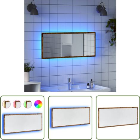 vidaXL LED-Badspiegel Altholz-Optik 100x8,5x37 cm Holzwerkstoff
