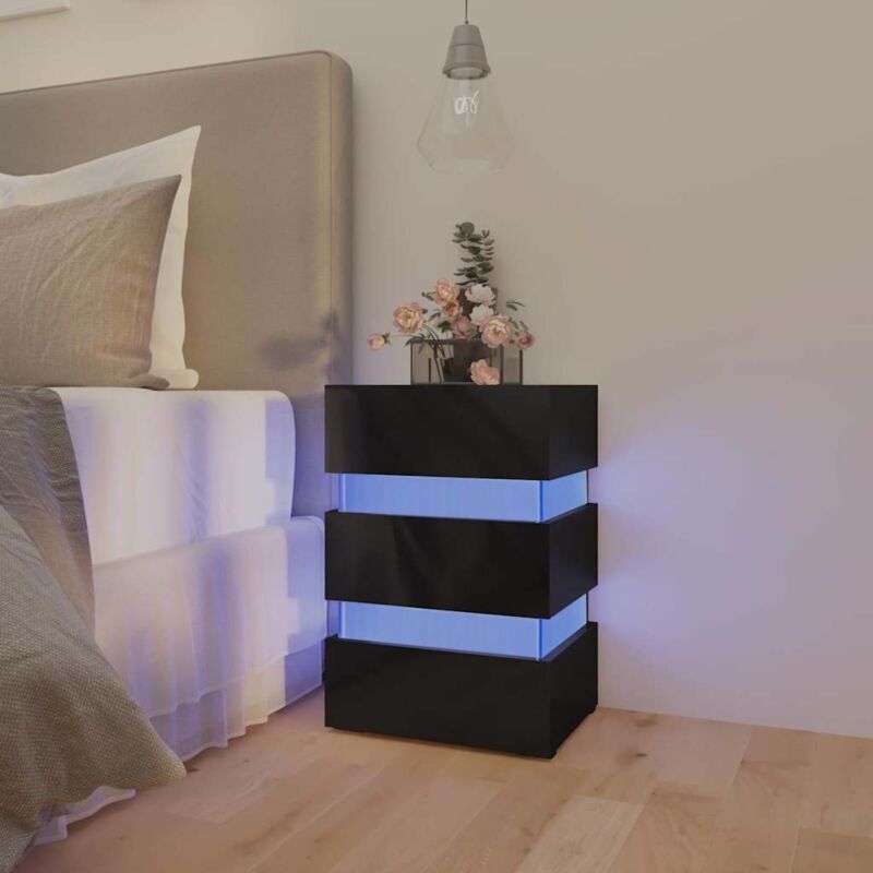 Vidaxl - Led Bedside Cabinet High Gloss Black 45x35x67 Cm Engineered Wood