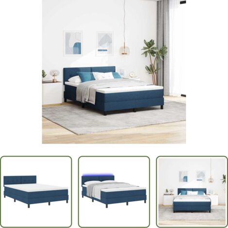 vidaXL LED -  Boxspringbett mit Matratze mit LED Blau 140 x 200 cm Stoff