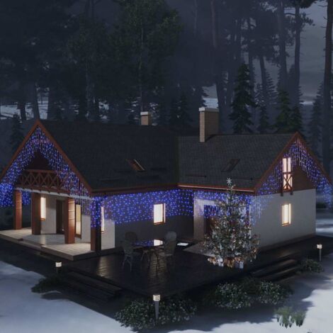 vidaXL LED Curtain Icicle Lights 10m 400 LED Blue 8 Function