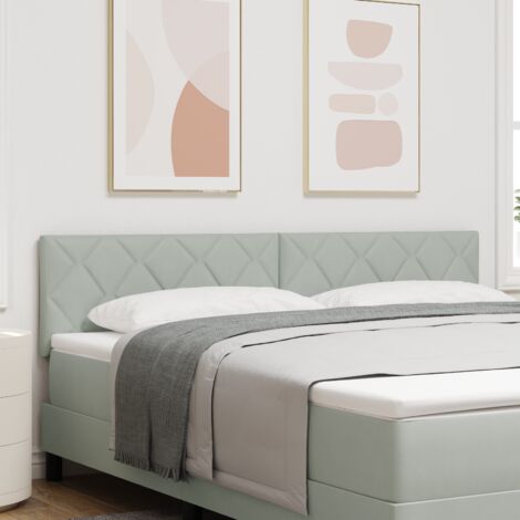 vidaXL LED Headboard Diamond Blocks Design Light Grey 180 cm Velvet
